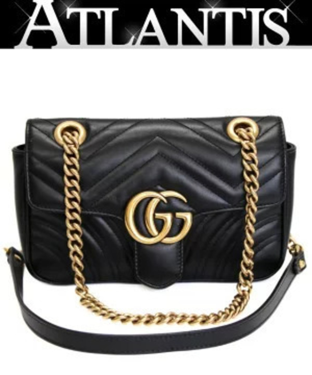 Gucci GG Marmont Chain Shoulder Bag Leather Black
